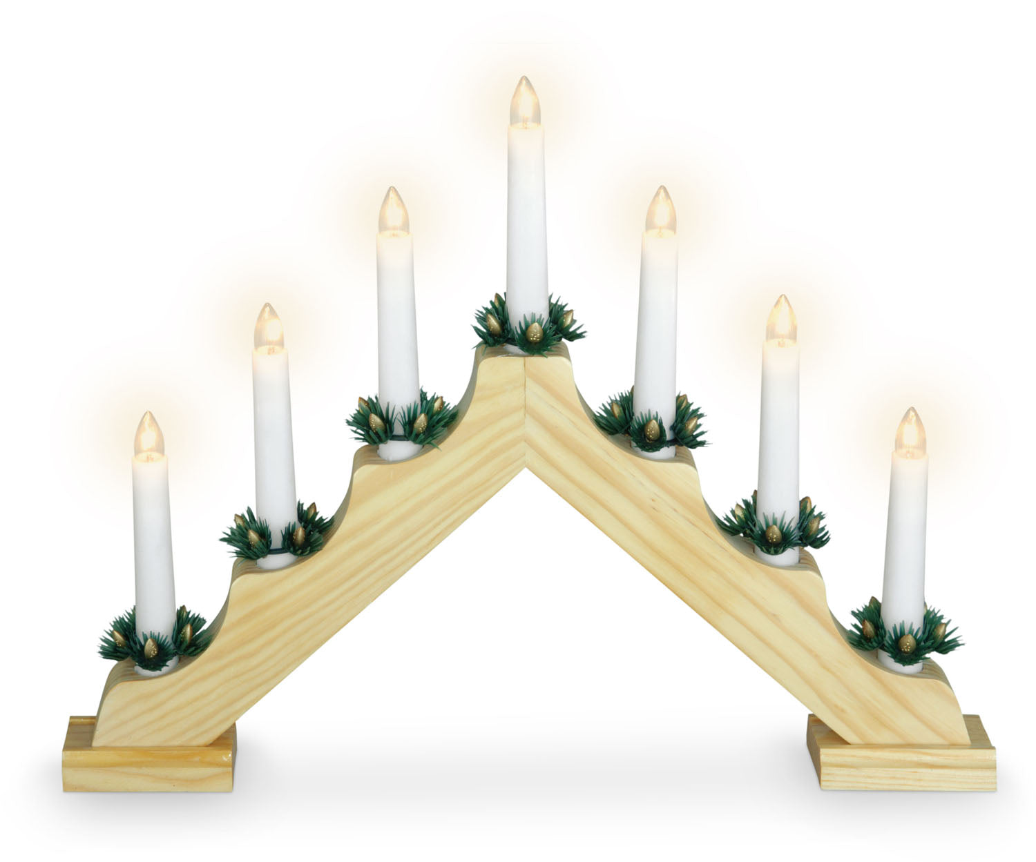 CANDELIERE COLOR LEGNO 7 LAMPADINE LED BIANCO CALDO