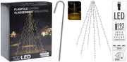 LUCI DI NATALE A PENNONE 192 LED BIANCO CALDO FILO VERDE LUCE FISSA