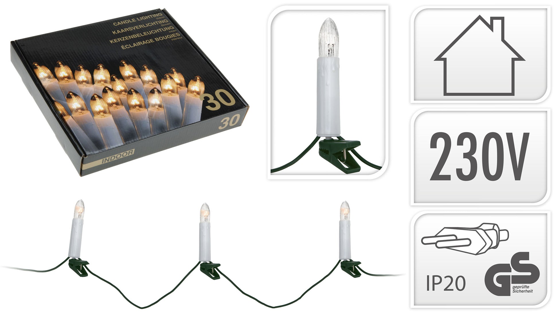 30 CANDELE ELETTRICHE LED BIANCO CALDO INTERNO