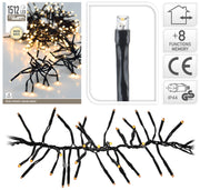 LUCI NATALE GHIRLANDA 1512 LED BIANCO CALDO CON GIOCHI DI LUCE