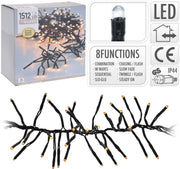LUCI NATALE GHIRLANDA 1512 LED EXTRA BIANCO CALDO CON GIOCHI DI LUCE