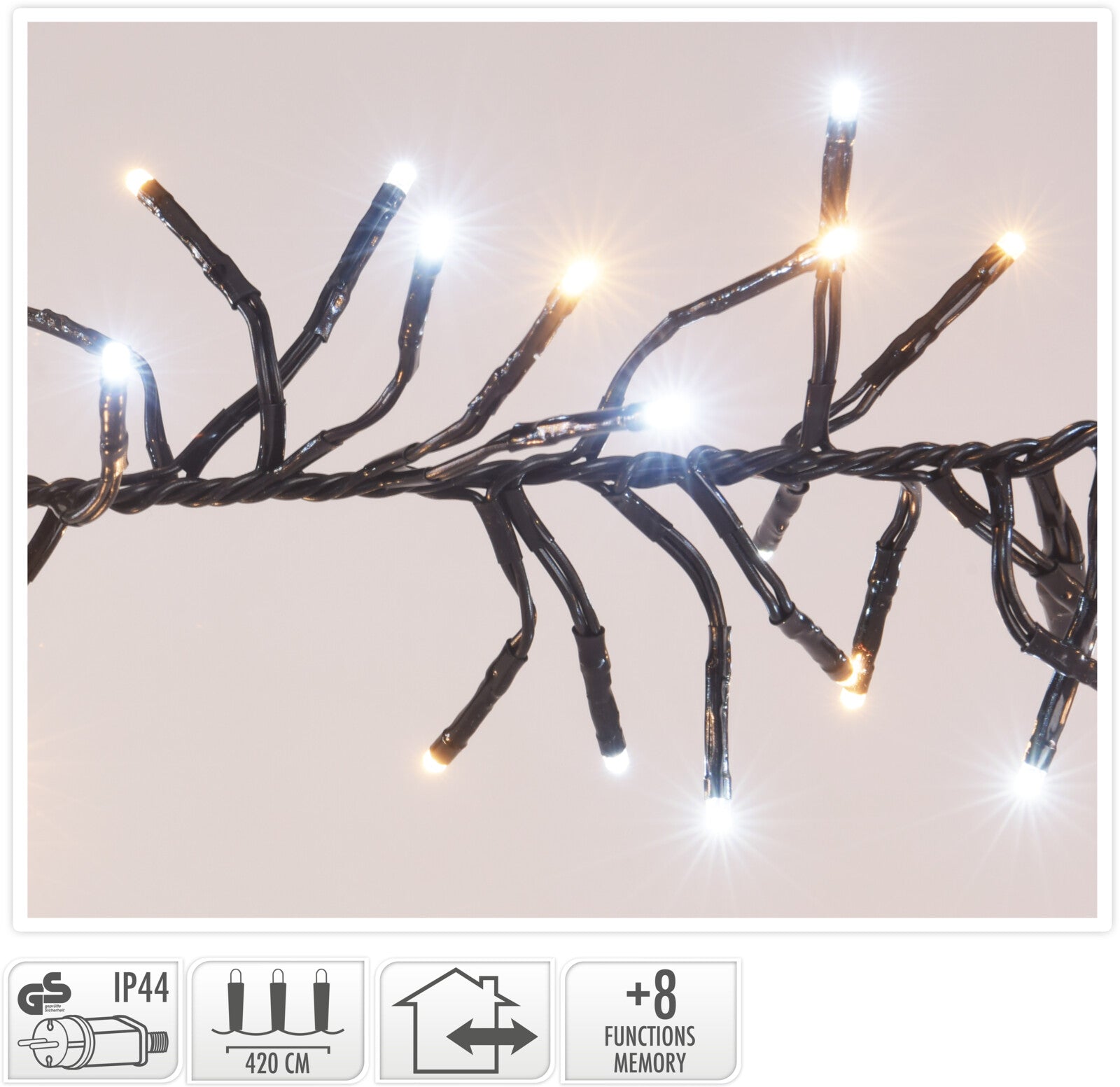 LUCI NATALE GHIRLANDA 576 LED BIANCO CALDO/FREDDO