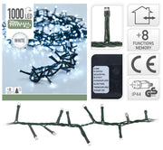 LUCI DI NATALE 1000 LED BIANCO FREDDO 8 GIOCHI DI LUCE