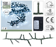 LUCI DI NATALE 1500 LED BIANCO FREDDO 8 GIOCHI DI LUCE
