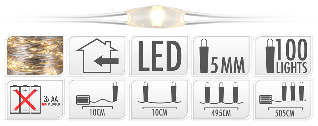 100 MICROLED LINEARI LUCI BIANCO CALDO