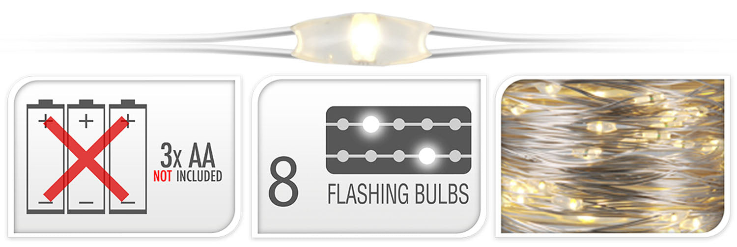 40 MICROLED LINEARI LUCI BIANCO CALDO A BATTERIA