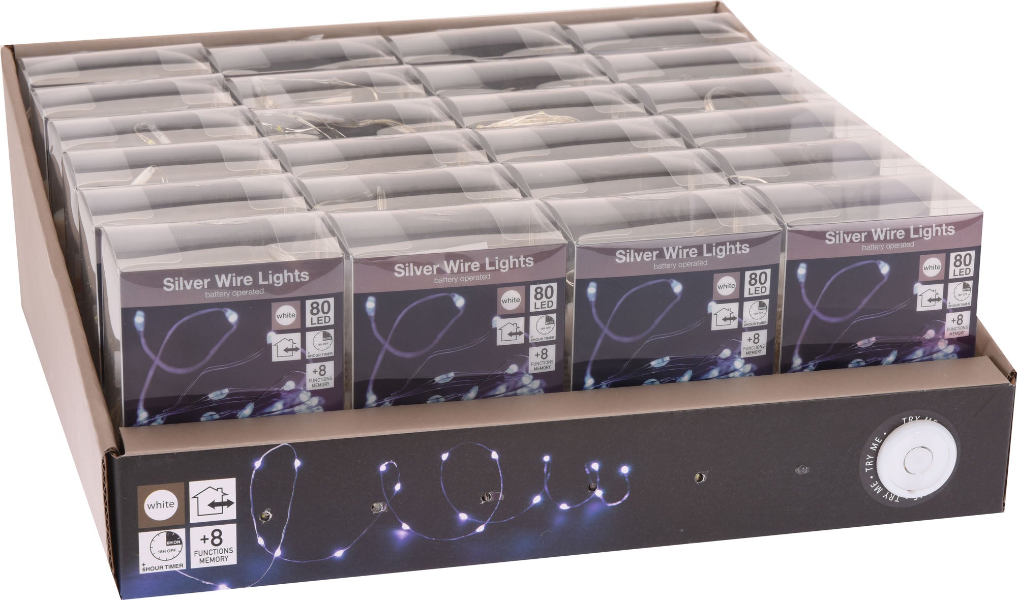 80 MICROLED LINEARI LUCI BIANCO FREDDO A BATTERIA CON GIOCHI DI LUCE