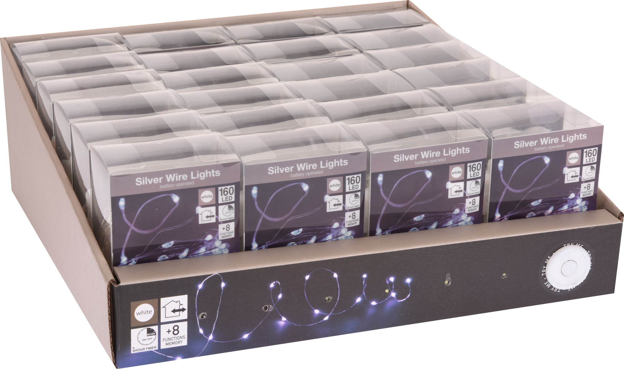 160 MICROLED LINEARI LUCI BIANCO FREDDO A BATTERIA CON GIOCHI DI LUCE