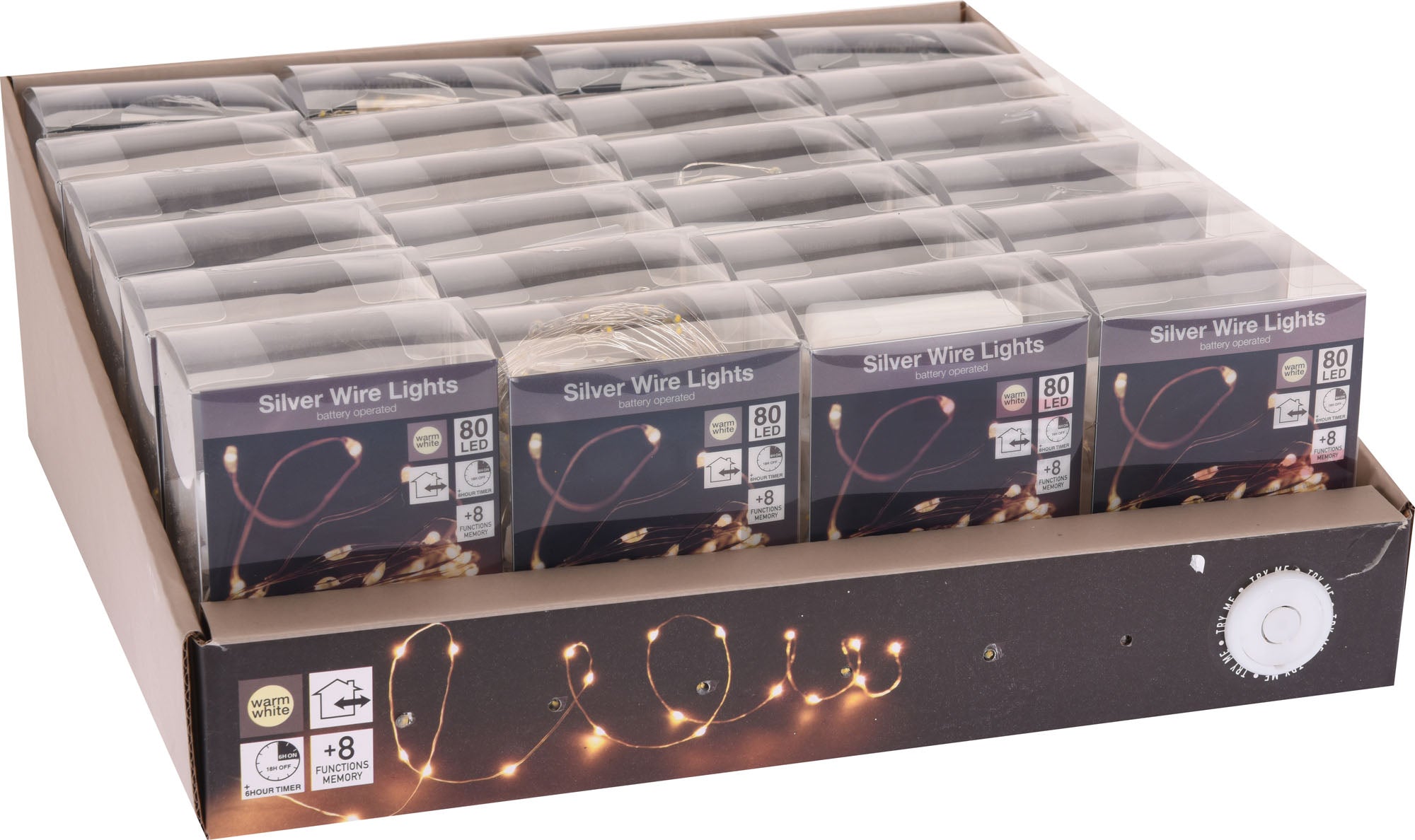 80 MICROLED LINEARI LUCI BIANCO CALDO A BATTERIA CON GIOCHI DI LUCE