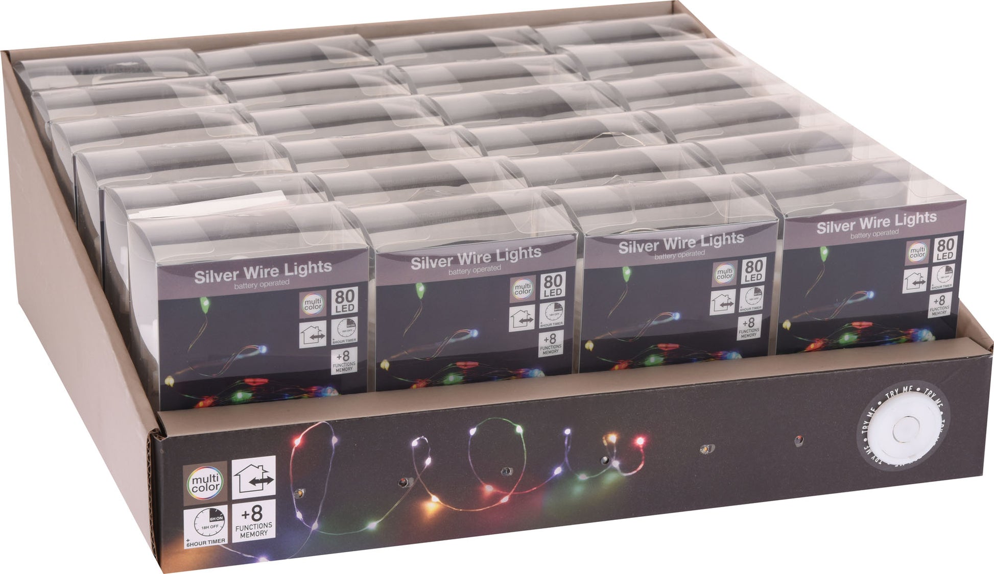 80 MICROLED LINEARI LUCI MULTICOLOR A BATTERIA CON GIOCHI DI LUCE
