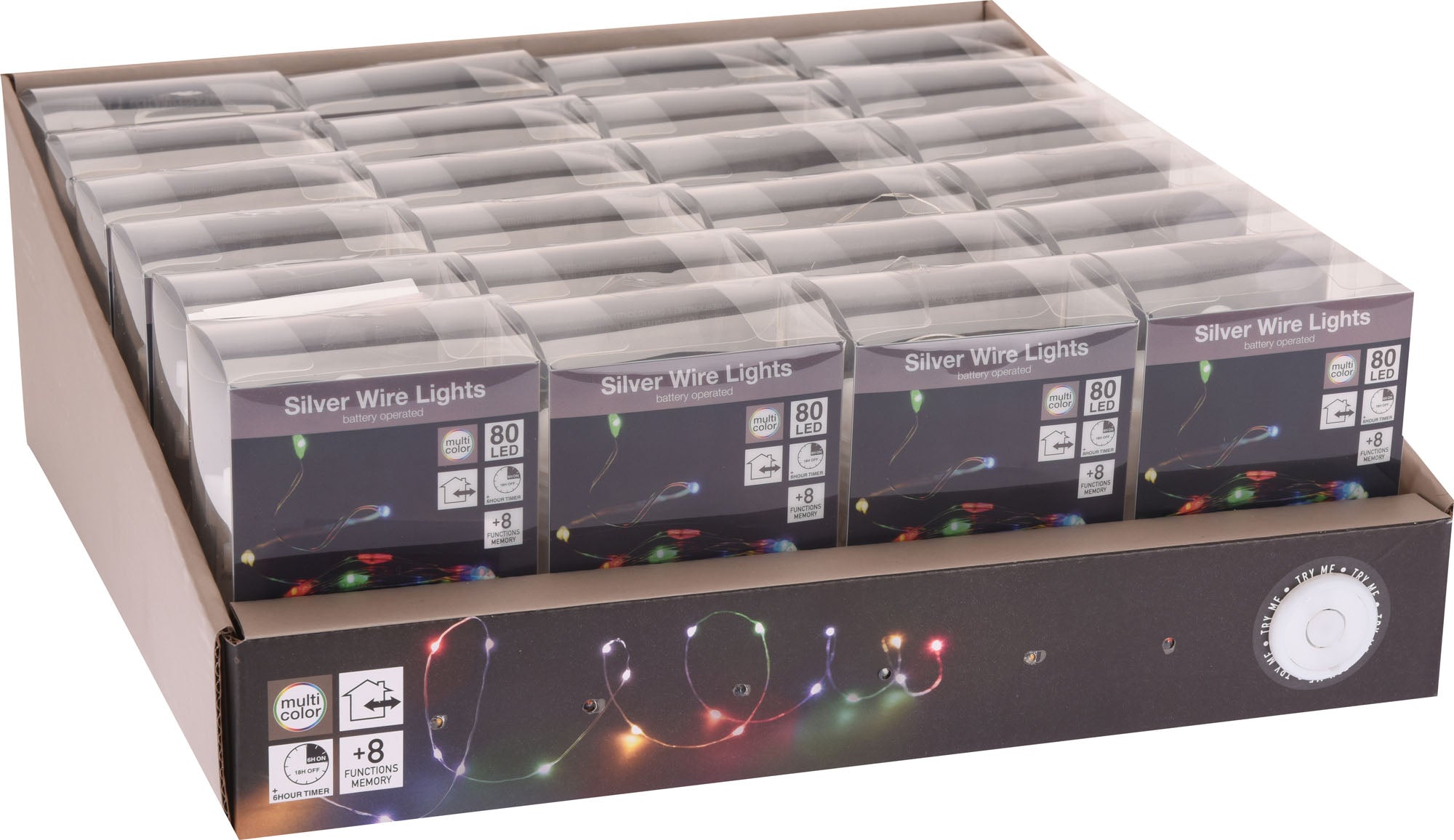 80 MICROLED LINEARI LUCI MULTICOLOR A BATTERIA CON GIOCHI DI LUCE