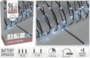 LUCI 96 MICRO LED BIANCO GHIACCIO 8 FUNZIONI 7 MT