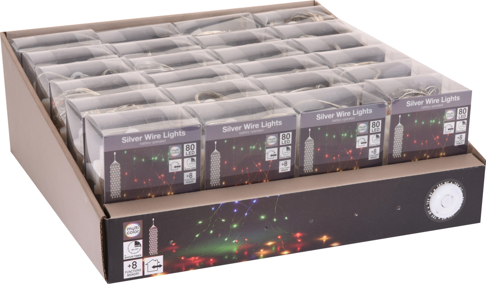 80 MICROLED MULTICOLOR CASCATA A BATTERIE CON 8 GIOCHI DI LUCE