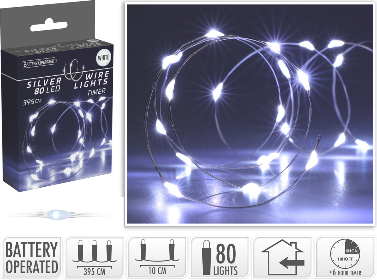 LUCI DI NATALE LED, 395CM, 80 LED, BIANCO FREDDO
