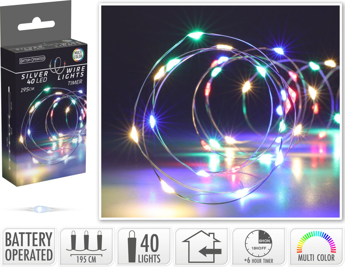 LUCI DI NATALE LED, 195CM, 40 LED, MULTICOLORE