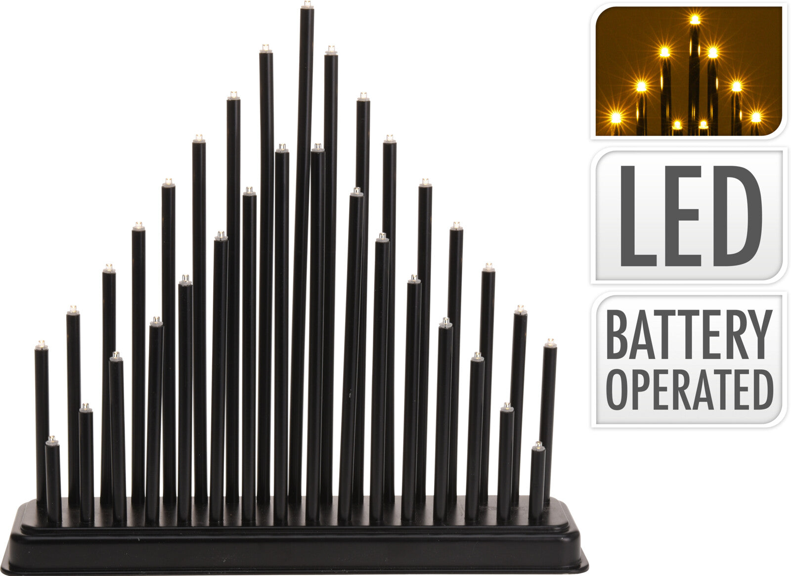 CANDELABRO CON 33 LUCI LED BIANCO CALDO 250X58X260MM NERO
