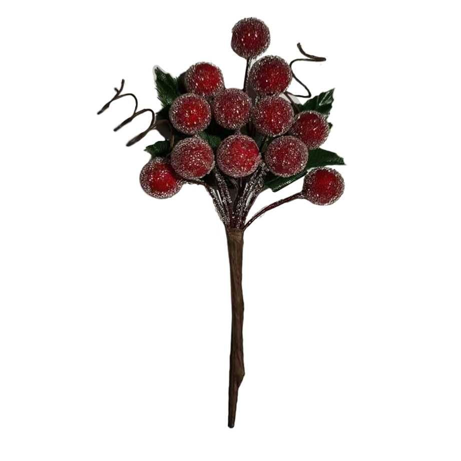 Mazzo Innevato con Bacche 14x8 cm Rosso