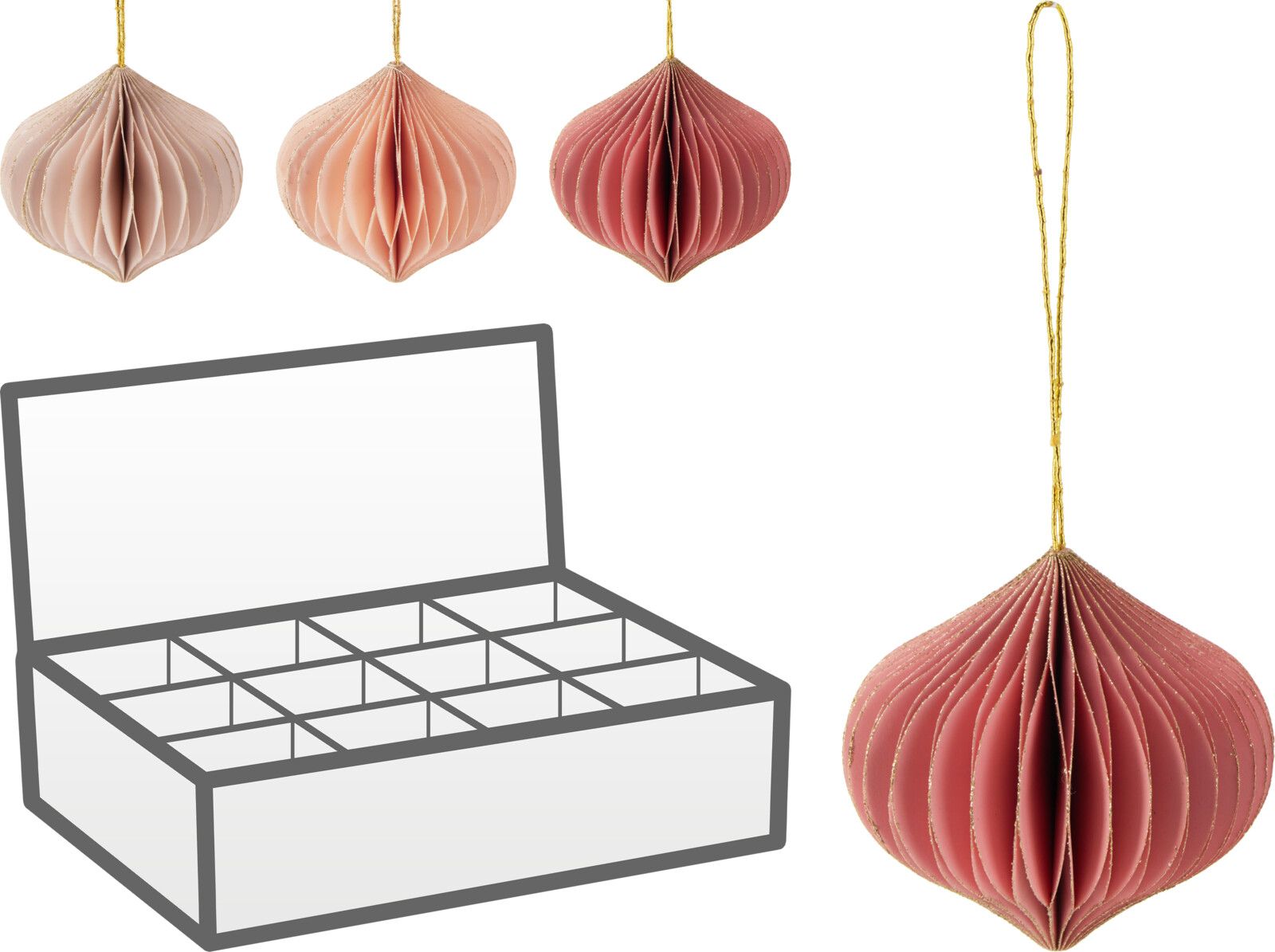 Decorazione natalizia appendibile in carta a cipolla 80mm - rosa colore assortito