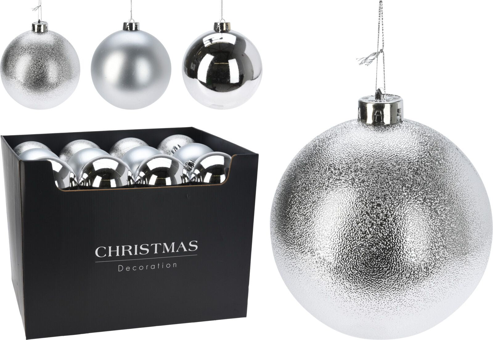 pallina di natale Opaca Natalizia Argento 12cm modello assortito
