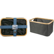 Cesto Portabiancheria Rettangolare con Bordo in Bambù 45 x 25 cm Grigio PERAGA HOME