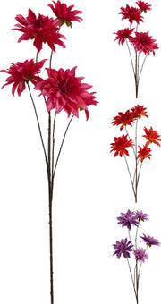 Ramo decorativo con dalie, 110 cm, modello assortito (rosso, rosa, viola)
