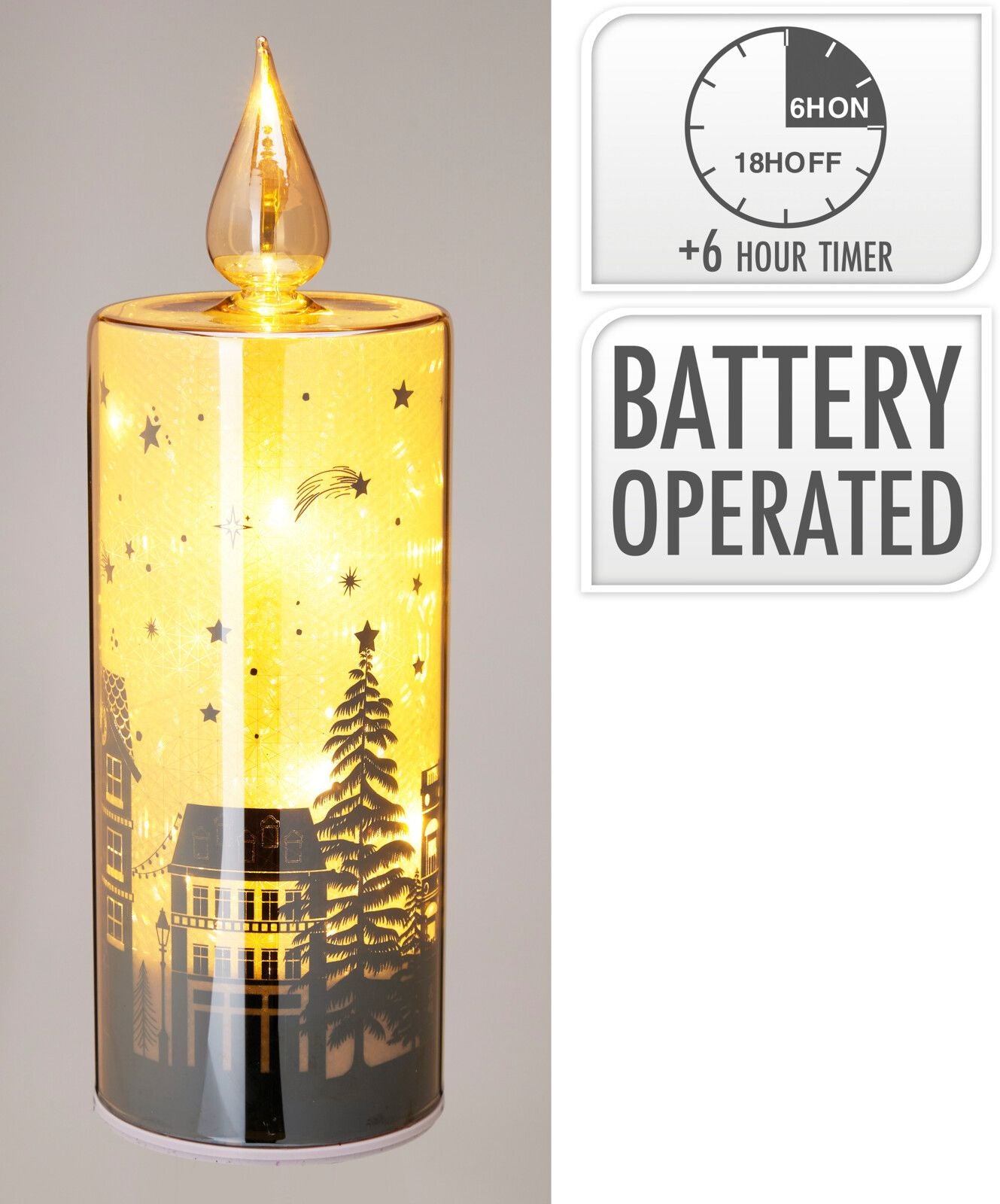 Candela decorativa a LED, altezza 27 cm, luce bianco caldo