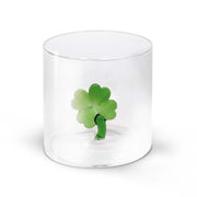 WD Lifestyle Bicchiere in Vetro Borosilicato 250 ml con Decoro Quadrifoglio