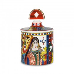 BARATTOLO MEDIO IN PORCELLANA REGINA DI CUORI 10X17 CM