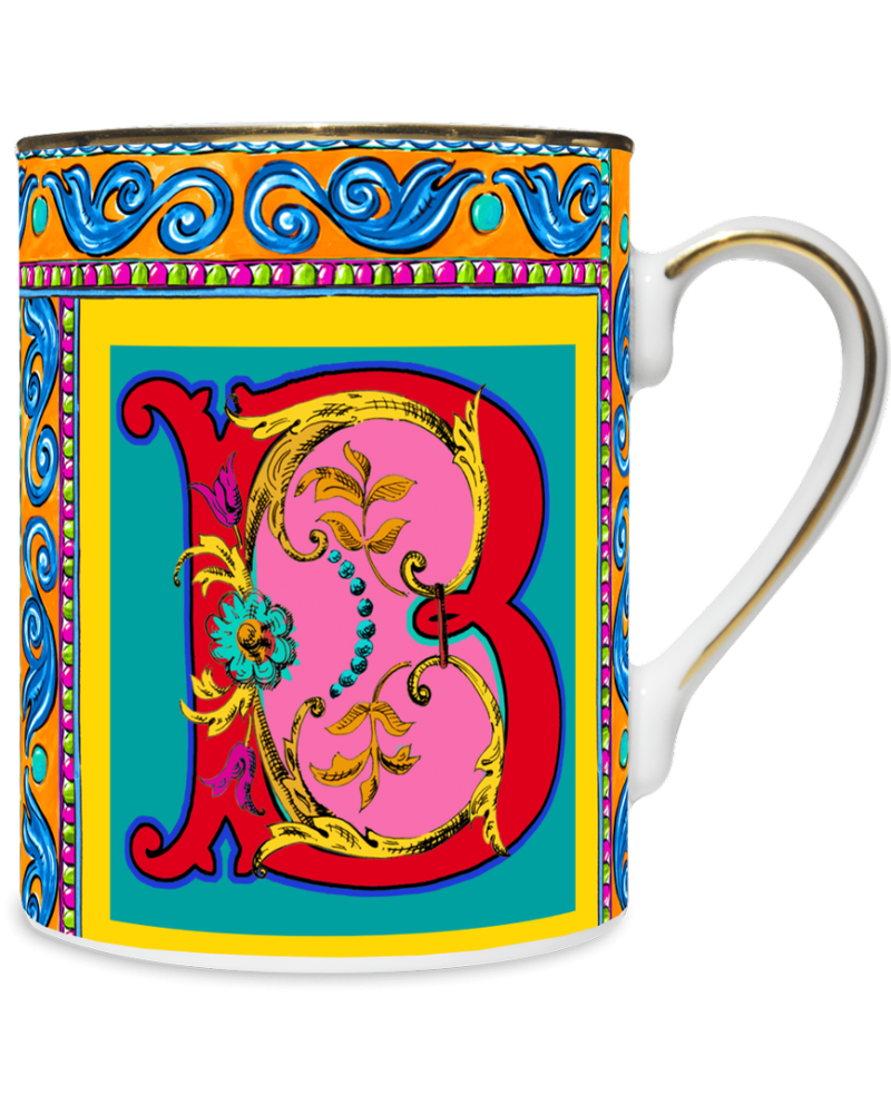 MUG IN PORCELLANA 8,5 X 10,5 CM, LETTERA B - ORTIGIA