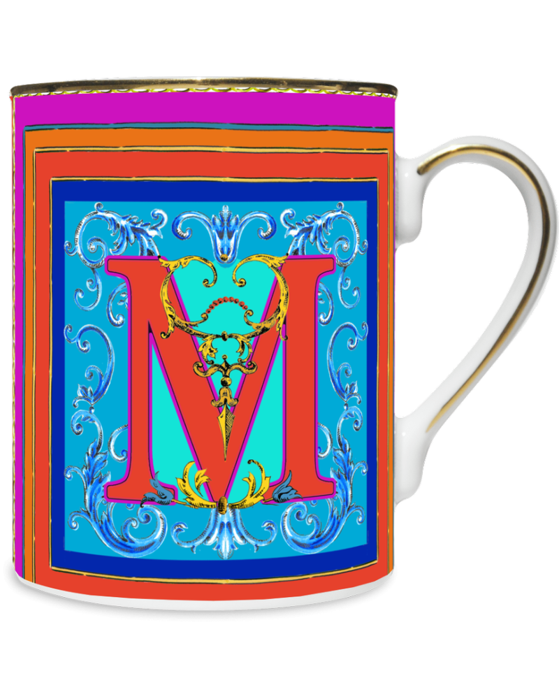 MUG IN PORCELLANA 8,5 X 10,5 CM, LETTERA M - ORTIGIA