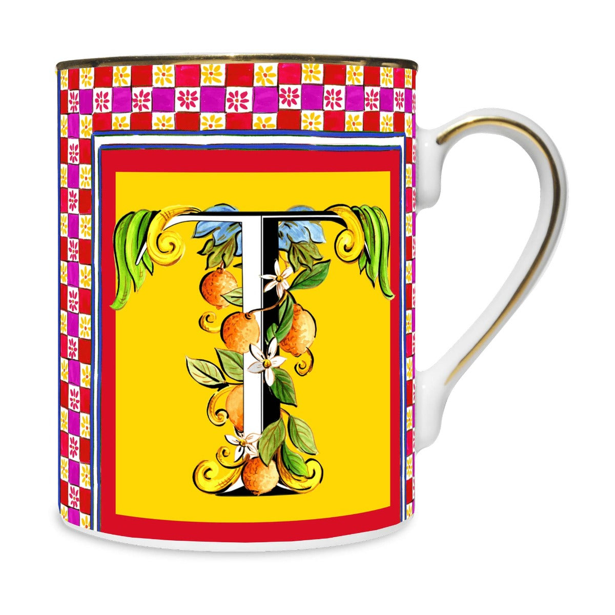 MUG IN PORCELLANA 8,5 X 10,5 CM, LETTERA T - ORTIGIA