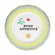 PIATTO PIANO IN PORCELLANA, SCRITTA BUON APPETITO, MAMMA MIA