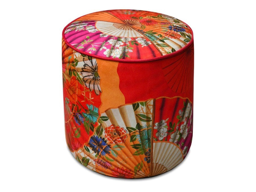 POUF IN VELLUTO ROSSO - VENTAGLI