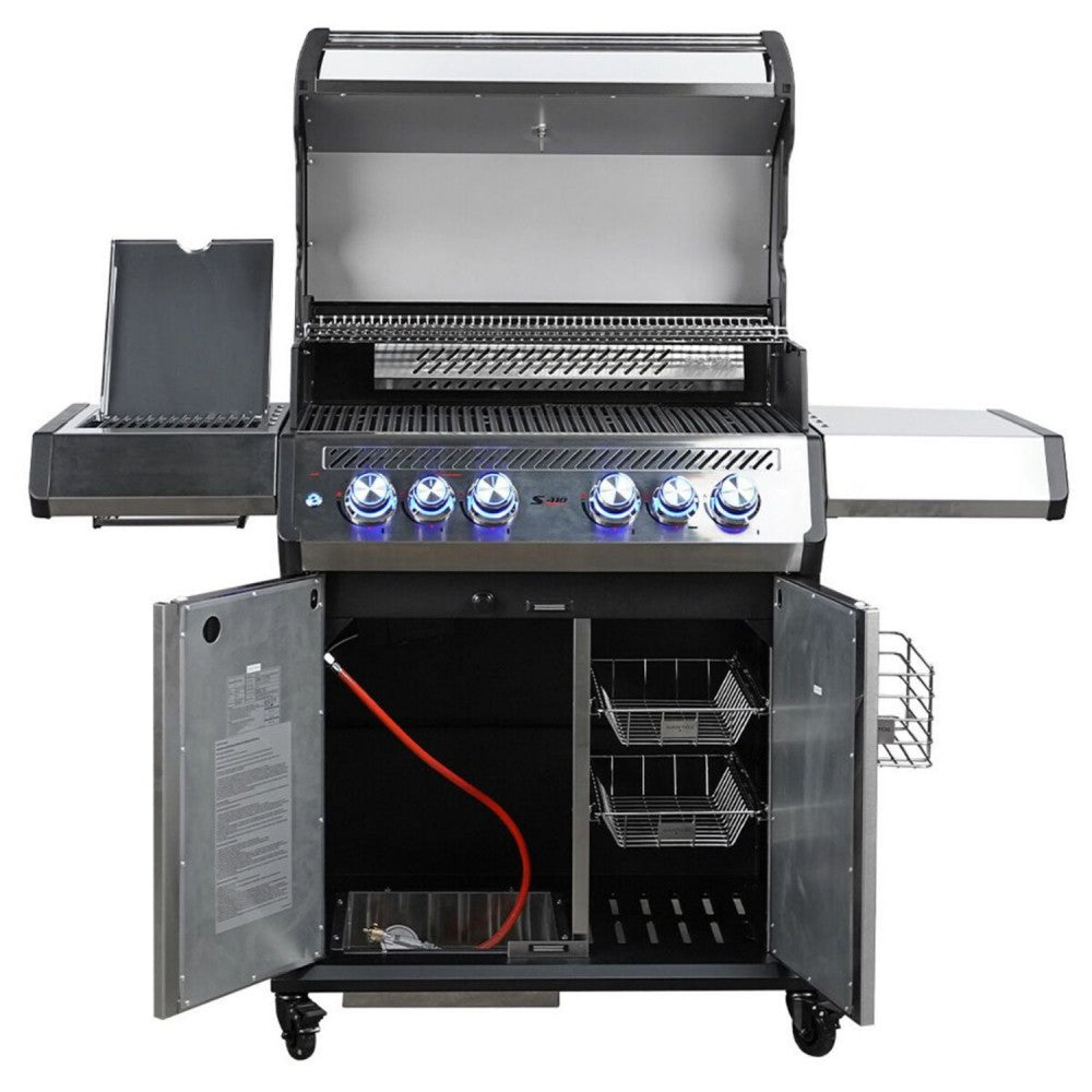 Barbecue a gas S-418 Pro Inox con girarrosto e infrarossi 153x64x119cm SANTOS