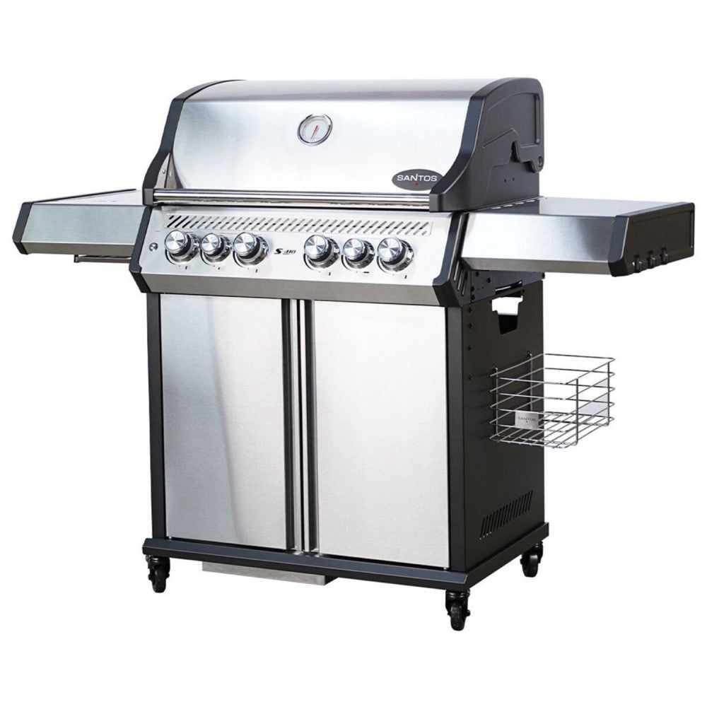 Barbecue a gas S-418 Pro Inox con girarrosto e infrarossi 153x64x119cm SANTOS