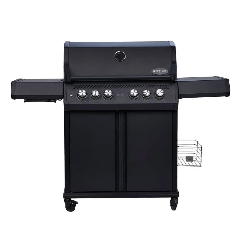 Barbecue a gas 153x64x119 cm Nero Opaco SANTOS S-418 PRO BLACK MATTE CON COPERTURA OMAGGIO