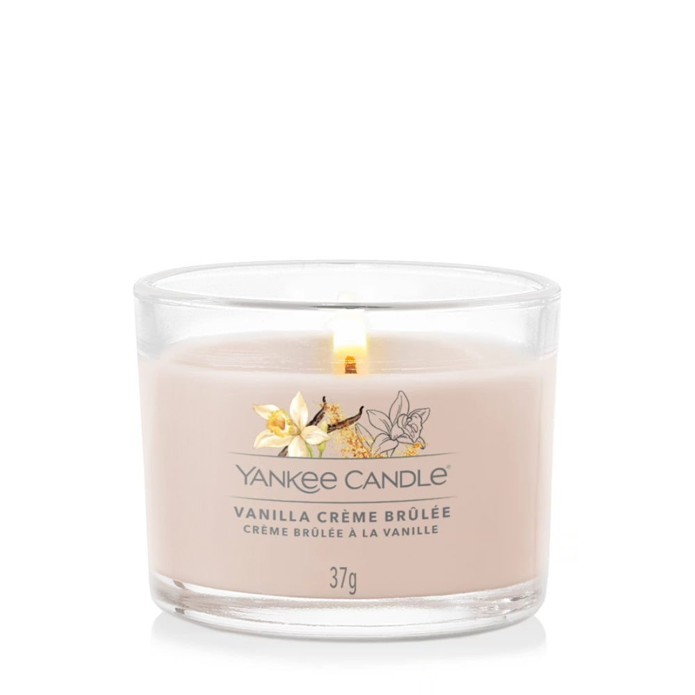 CANDELA VOTIVE IN VETRO SINGOLA VANILLA CRÈME BRULEE