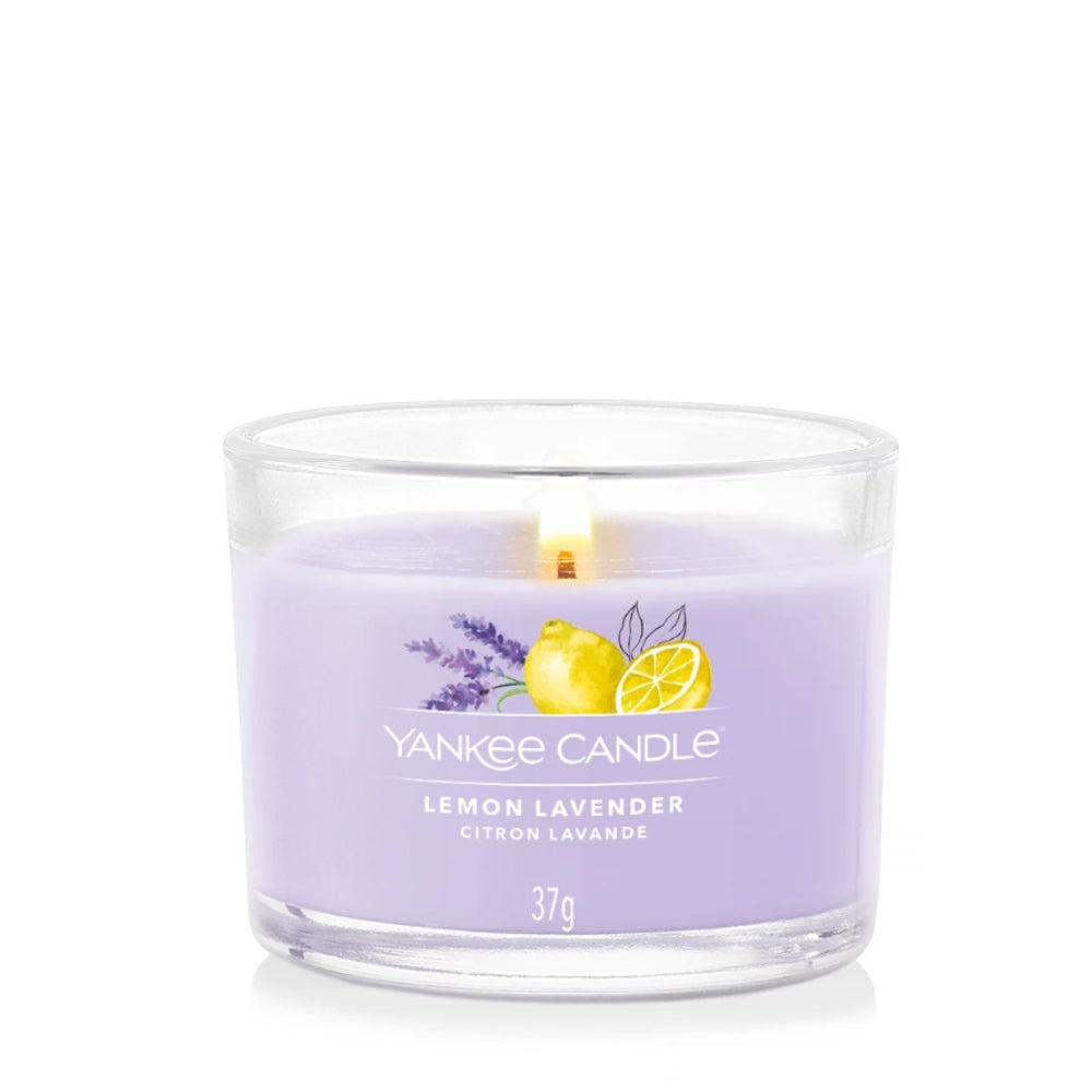 CANDELA VOTIVE IN VETRO SINGOLA FRESH LEMON LAVENDER