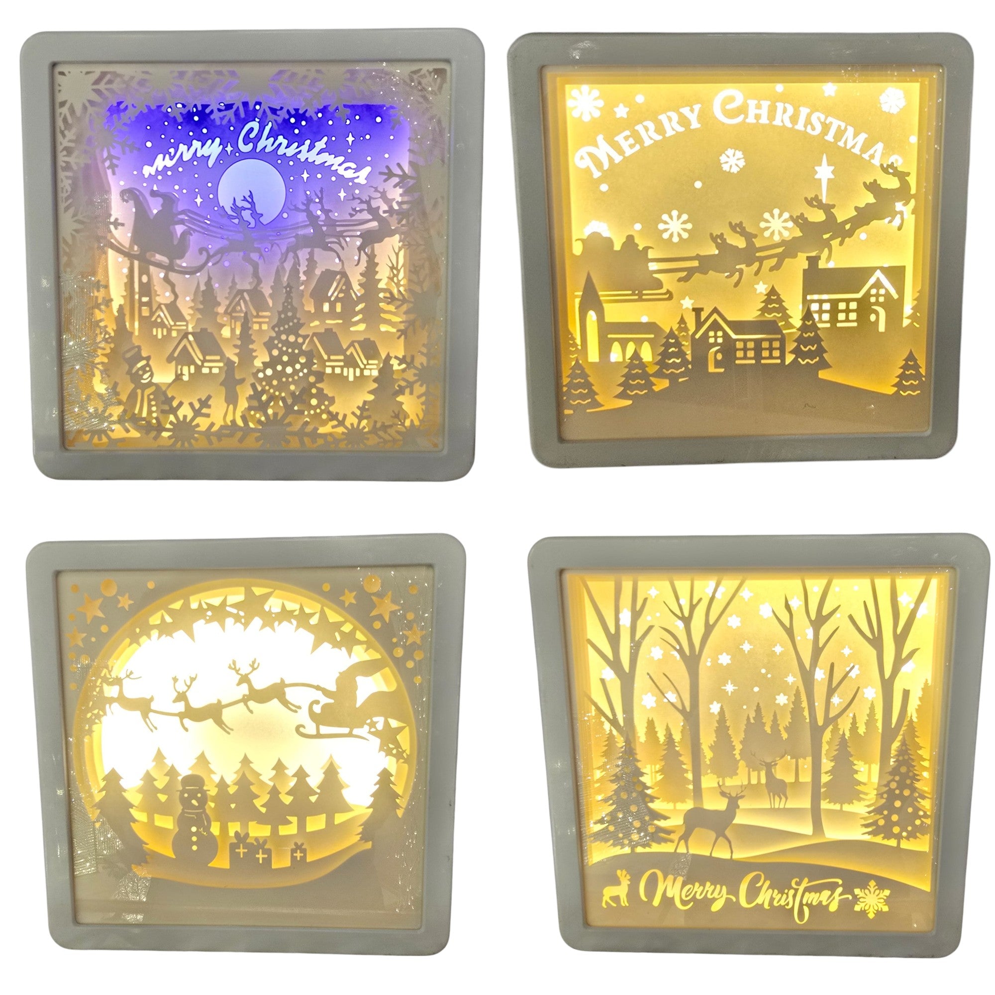 MIX 4 QUADRETTI A LED BIANCO 16X16CM A BATTERIA