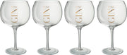 1 Bicchiere Regalo con 4 Bicchieri da Gin 26x26x23 cm Trasparente/Oro
