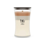 Candela a clessidra grande Trilogy Café Macchiato 609g Marrone Chiaro Crema Woodwick