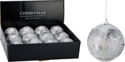 pallina di natale Glitter Natalizia 8cm Argento