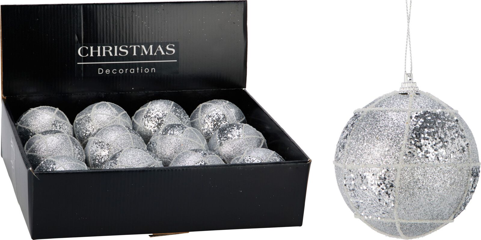 pallina di natale Glitter Natalizia 8cm Argento