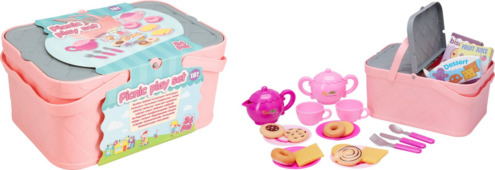 Cestino da Picnic per Bambini con Accessori - Rosa