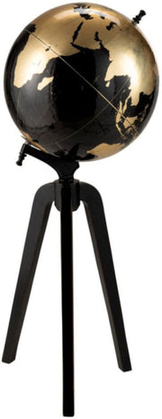 Mappamondo con Piede XL 39x39x99 cm Nero/Oro