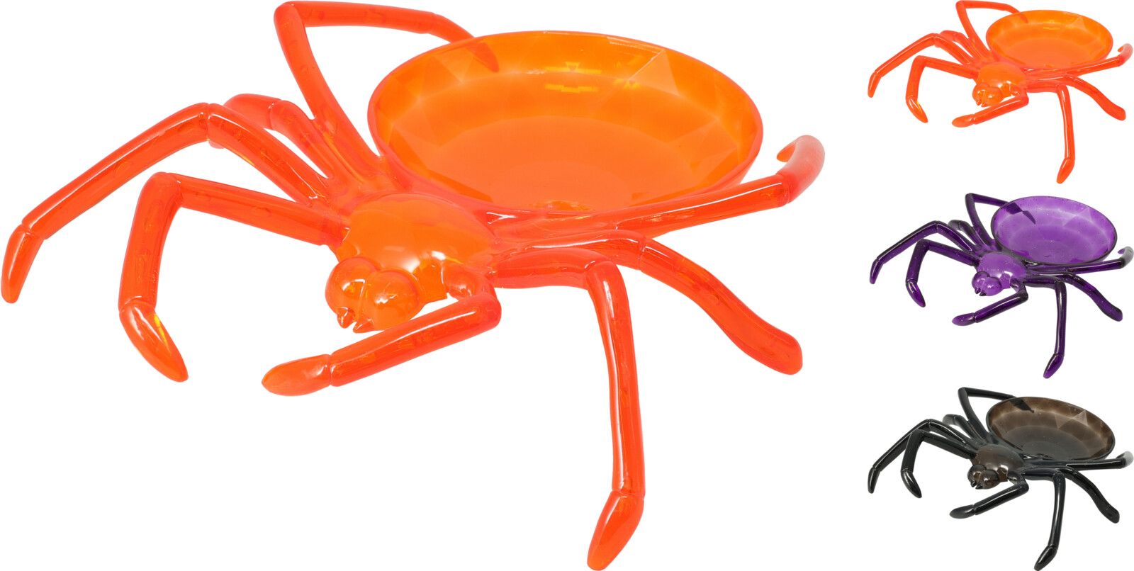 Ciotola decorativa per Halloween a forma di ragno, altezza 26 cm, modello assortito (nero, viola, arancione)