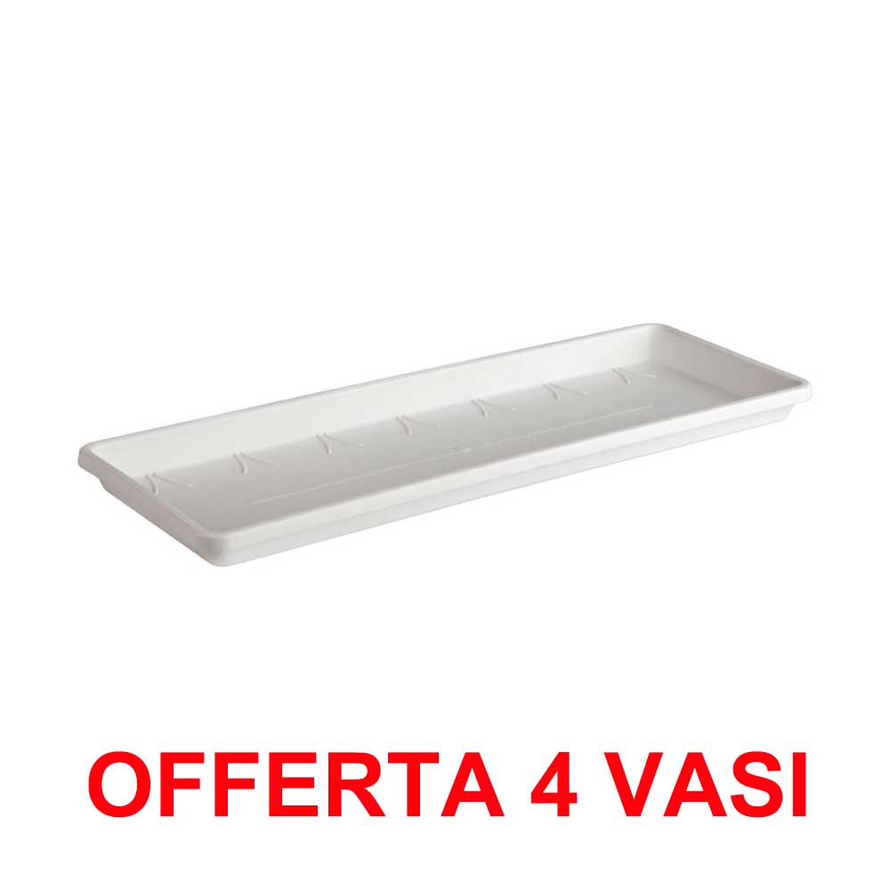 OFFERTA 4 SOTTOVASO PER FIORIERE BARCELONA TROUGH SAUCER 50CM BIANCO