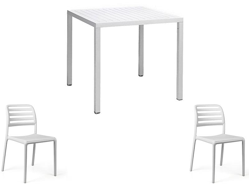 OFFERTA TAVOLO CUBE 80X80 + 2 SEDIE COSTA BISTROT COLORE A SCELTA