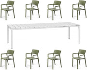OFFERTA TAVOLO RIO 210/280 CON 8 POLTRONE TRILL BIANCO/AGAVE