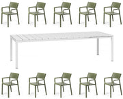 OFFERTA TAVOLO RIO 210/280 CON 10 POLTRONE TRILL BIANCO/AGAVE